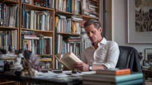 ⓒ 2026 Rich & Rich An accomplished investor immerses himself in reading to cultivate deep insights and mental discipline.