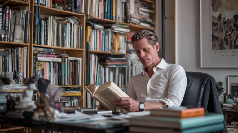 ⓒ 2026 Rich & Rich An accomplished investor immerses himself in reading to cultivate deep insights and mental discipline.