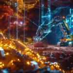 ⓒ 2026 Rich & Rich A high-tech mining site extracting critical minerals with digital data overlays.