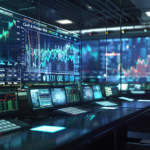 ⓒ 2026 Rich & Rich A state-of-the-art futuristic financial control room visualizing global energy and market data.