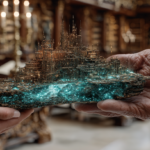 ⓒ 2026 Rich & Rich A scene showing hands holding a detailed miniature city emitting blue light, symbolizing the transfer of family systems and generational completion.